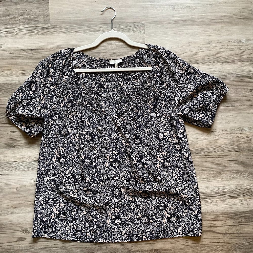 Joie Floral Silk Short Sleeve Top